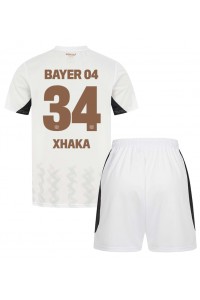 Fotbalové Dres Bayer Leverkusen Granit Xhaka #34 Dětské Venkovní Oblečení 2024-25 Krátký Rukáv (+ trenýrky)